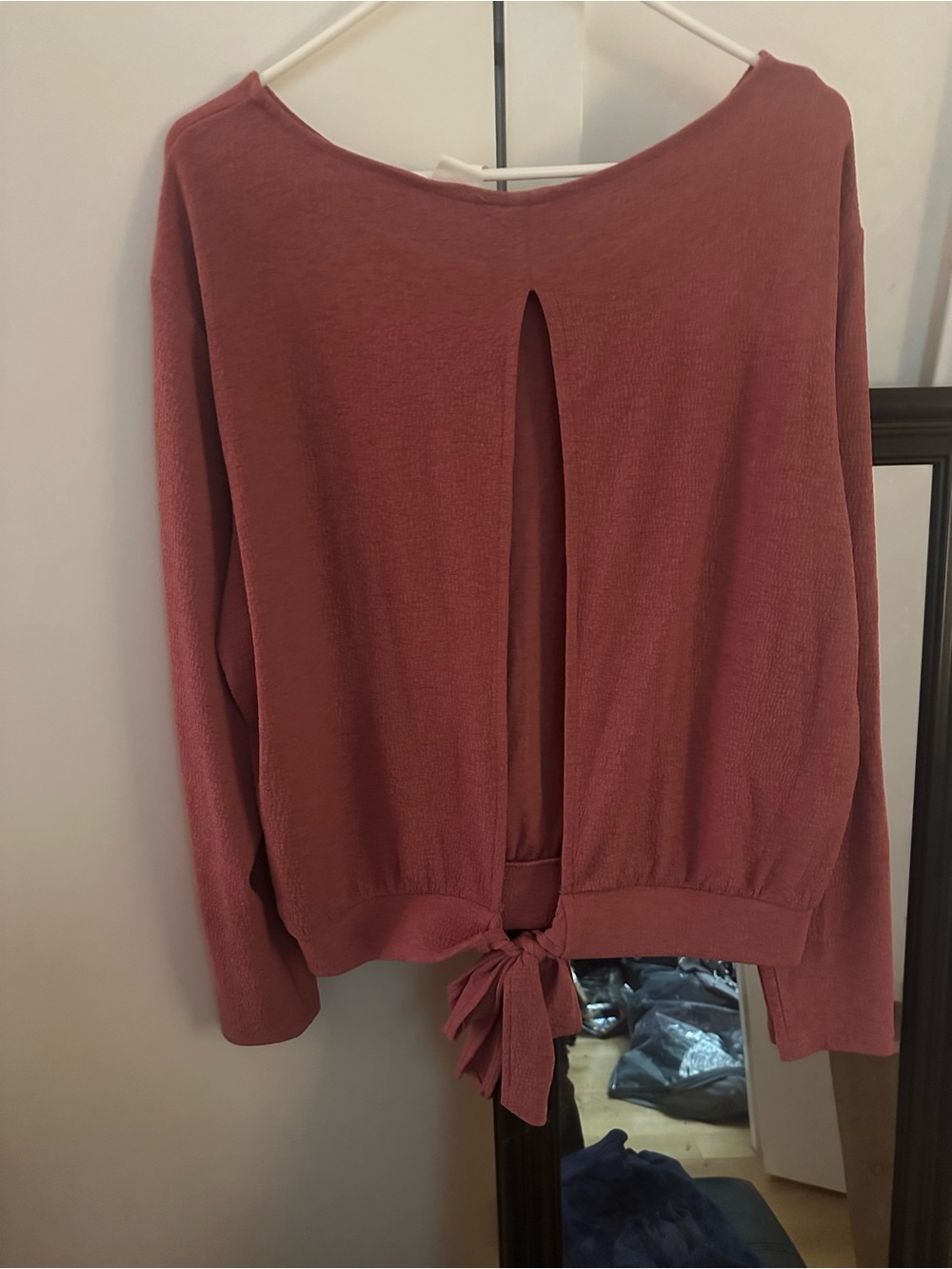🆕 H&M Rose-Mauve Tie-Back Knit Top - Picture 2 of 4